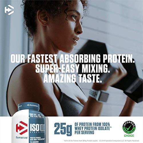 Dymatize ISO 100 Whey Protein Powder with 25g of Hydrolyzed, Fudge Brownie 1.6 Pound 25.6 Ounce