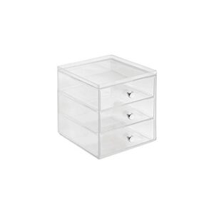 interdesign clarity cosmetic organizer for vanity cabinet to hold makeup, beauty products - 3 drawer, clear