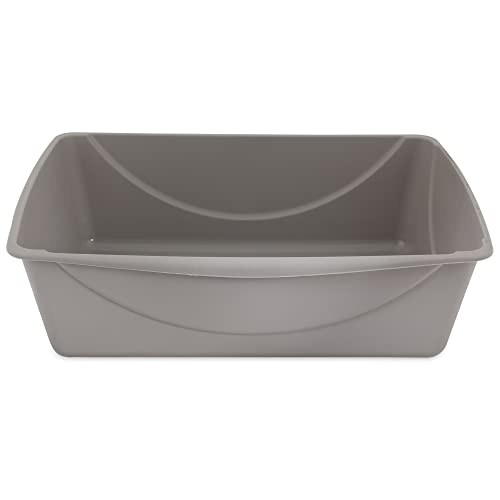 Petmate Open Cat Litter Box, Extra Large Nonstick Litter Pan Durable Standard Litter Box, Mouse Grey Great for Small & Large Cats Easy to Clean & USA Made