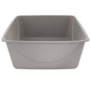 Petmate Open Cat Litter Box, Extra Large Nonstick Litter Pan Durable Standard Litter Box, Mouse Grey Great for Small & Large Cats Easy to Clean & USA Made