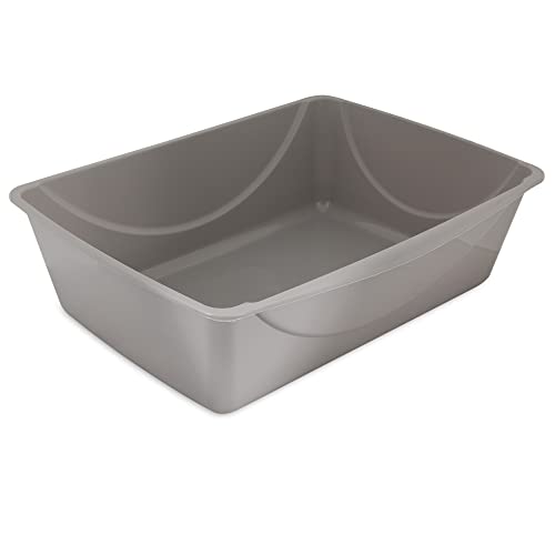 Petmate Open Cat Litter Box, Extra Large Nonstick Litter Pan Durable Standard Litter Box, Mouse Grey Great for Small & Large Cats Easy to Clean & USA Made