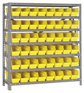quantum storage systems 1239-101yl steel shelving unit with 4" shelf bins, 12" d x 36" w x 39" h, yellow