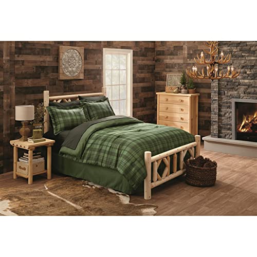 CASTLECREEK Diamond Cedar Log Bed Frame Full-Size, Rustic Natural Wood Bed Frames with Headboard