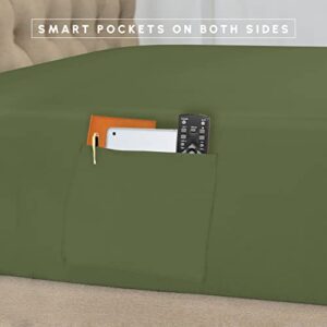 Elegant Comfort® Wrinkle Resistant - Silky Soft Dobby Stripe Bed-in-a-Bag 8-Piece Comforter Set -HypoAllergenic - Full/Queen, Sage