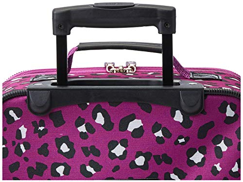 Rockland Fashion Softside Upright Luggage Set, Expandable,Telescopic Handle,Wheel, Purple Leopard, 2-Piece (14/19)