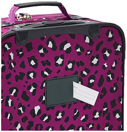 Rockland Fashion Softside Upright Luggage Set, Expandable,Telescopic Handle,Wheel, Purple Leopard, 2-Piece (14/19)