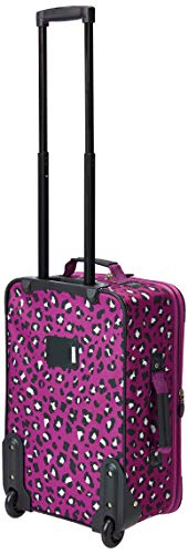 Rockland Fashion Softside Upright Luggage Set, Expandable,Telescopic Handle,Wheel, Purple Leopard, 2-Piece (14/19)