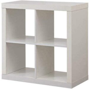 better homes and gardens bookshelf square storage cabinet 4-cube organizer white