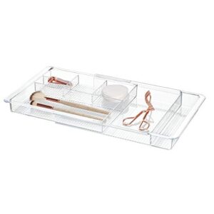 idesign expandable vanity drawer organizer, the clarity collection – 11.25” to 18.5”, clear