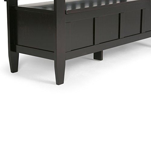 SIMPLIHOME Brooklyn SOLID WOOD 48 inch Wide Entryway Storage Bench with Safety Hinge, Multifunctional in Coffee Brown