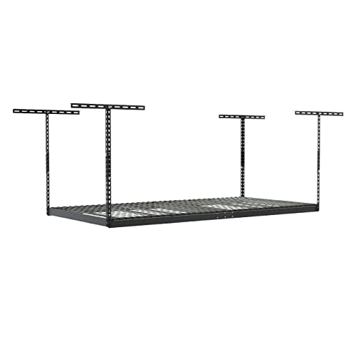 MonsterRax Overhead Garage Storage Rack- 4 x 8 Ceiling Rack for Garage Shelving, Organization, & Storage, Adjustable Hanging Storage for Bikes, Equipment & Accessories (Hammertone, 24"-45").