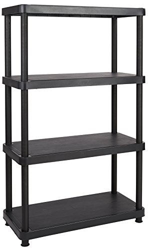 Keter 16 in. 4-Tier Plastic Freestanding Shelving Unit, Black, 16 Inch