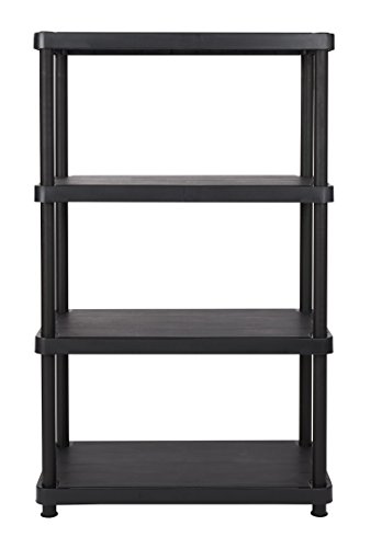 Keter 16 in. 4-Tier Plastic Freestanding Shelving Unit, Black, 16 Inch