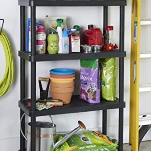 Keter 16 in. 4-Tier Plastic Freestanding Shelving Unit, Black, 16 Inch