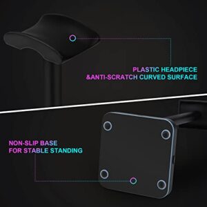 Headphone Stand with Wireless Charger TEEDOR RGB Gaming Headset Holder Hanger Rack with 10W/7.5W QI Charging Pad & 2 USB Charger Ports for Desktop PC Game Earphone Accessories, Black for S10,Samsung Galaxy S20,Qi-enabled,Note 9,Iphone