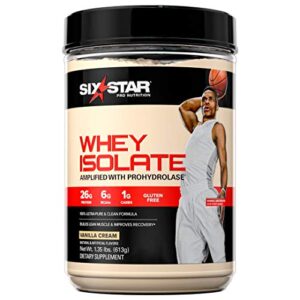 whey protein isolate | six star 100% whey isolate protein powder | whey protein powder for muscle gain | post workout muscle recovery + muscle builder | vanilla protein powder (20 servings)