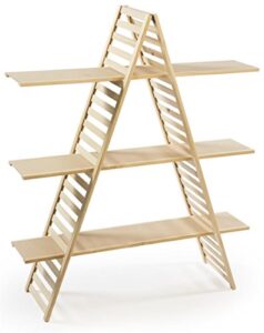 displays2go wood a-frame shelf, 3 tiers, adjustable shelves, 48" w x 57" h x 14.5" d, pine (pan2f3saup)
