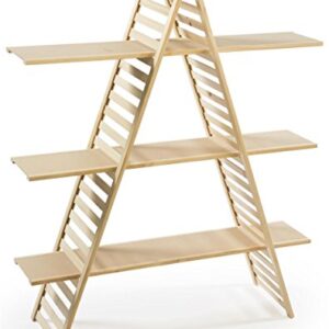 Displays2go Wood A-Frame Shelf, 3 Tiers, Adjustable Shelves, 48" W x 57" H x 14.5" D, Pine (PAN2F3SAUP)