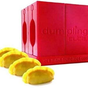 Dumpling Cube - Makes 4 Traditional Gyoza Style Dumplings at a time. Shape, Fold and Trim, with a Pastry Cutter included