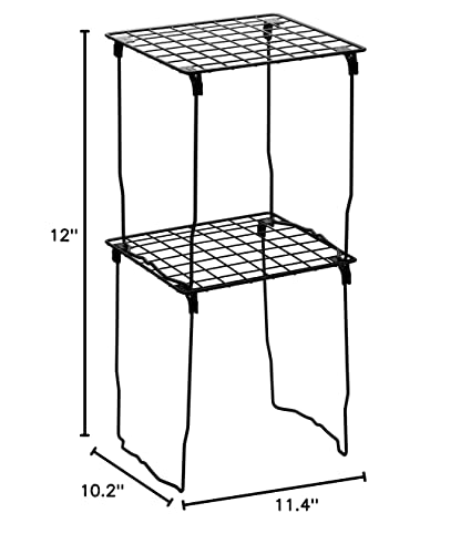 LockerMate Stac-A-Shelf Locker Organizer Shelf, Stackable, Extra Tall, Fits Standard Size School Lockers, Black