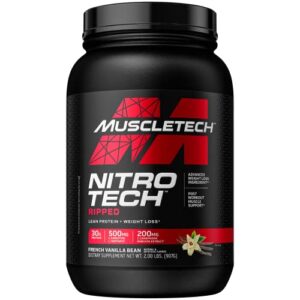 protein powder for weight loss muscletech nitro-tech ripped whey protein powder + weight loss formula lose weight weight loss protein powder for women & men vanilla, 2 lb(package may vary)