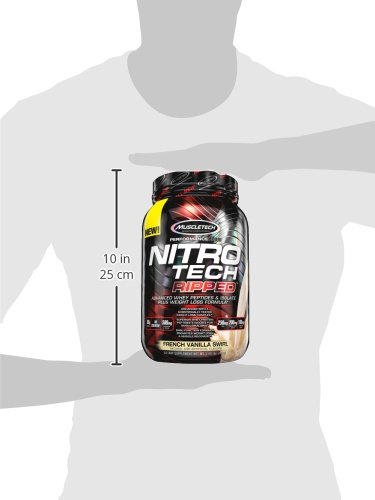 Protein Powder for Weight Loss MuscleTech Nitro-Tech Ripped Whey Protein Powder + Weight Loss Formula Lose Weight Weight Loss Protein Powder for Women & Men Vanilla, 2 lb(package may vary)