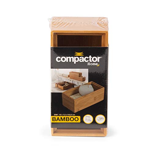 Compactor Osaka Bamboo Storage Box, Extra Small Stackable Wood Storage Box, 15 x 7.5 x H. 6.5 cm, Natural Bamboo, Brown RAN6966