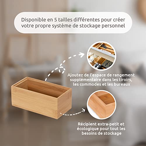 Compactor Osaka Bamboo Storage Box, Extra Small Stackable Wood Storage Box, 15 x 7.5 x H. 6.5 cm, Natural Bamboo, Brown RAN6966