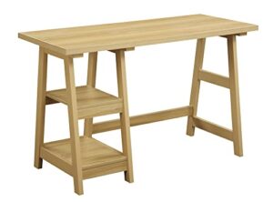 convenience concepts designs2go trestle desk with shelves, light oak