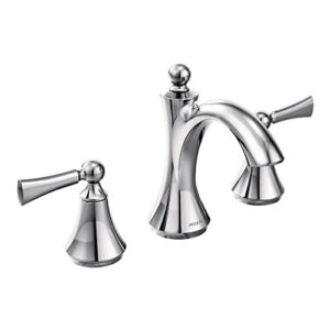 moen wynford chrome two-handle widespread high-arc bathroom faucet, valve sold separately, t4520
