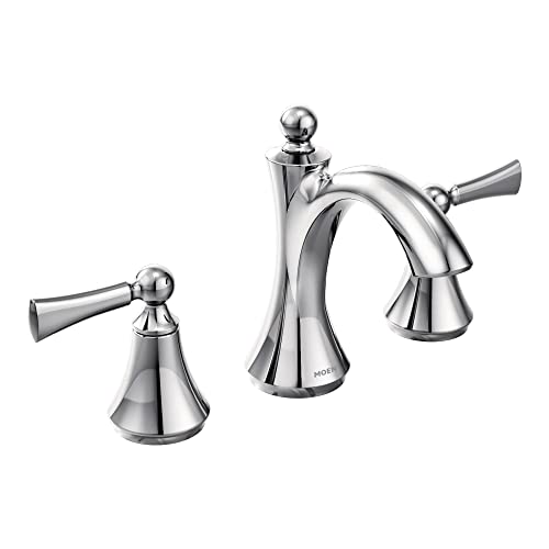 Moen Wynford Chrome Two-Handle Widespread High-Arc Bathroom Faucet, Valve Sold Separately, T4520