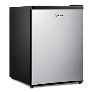 midea whs-87lss1 refrigerator, 2.4 cubic feet, stainless steel