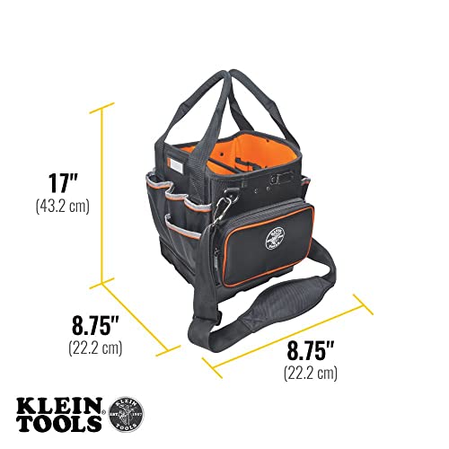 Klein Tools 5541610-14 Tool Bag with Shoulder Strap Has 40 Pockets for Tool Storage and Orange Interior