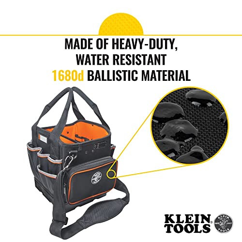 Klein Tools 5541610-14 Tool Bag with Shoulder Strap Has 40 Pockets for Tool Storage and Orange Interior