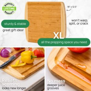 Greener Chef Extra Large Bamboo Cutting Board - Lifetime Replacement Cutting Boards for Kitchen - 18 x 12.5 Inch - Organic Wood Butcher Block and Wooden Carving Board for Meat and Chopping Vegetables