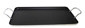 imusa usa nonstick stovetop double burner griddle with metal handles, 17-inch, black