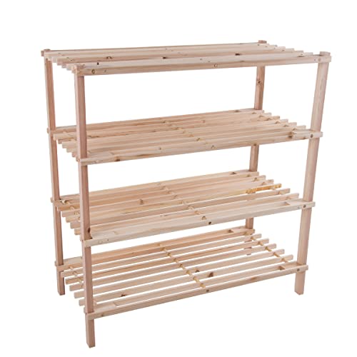 Lavish Home 4-Tier Shoe Storage Rack, Light Oak