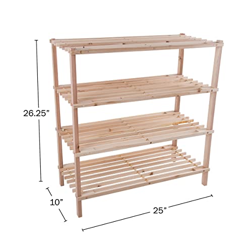 Lavish Home 4-Tier Shoe Storage Rack, Light Oak