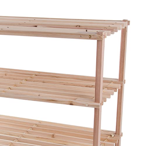 Lavish Home 4-Tier Shoe Storage Rack, Light Oak