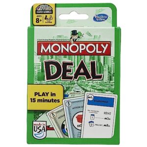 monopoly deal card game, quick-playing card game for 2-5 players, game for families and kids ages 8 and up (amazon exclusive)
