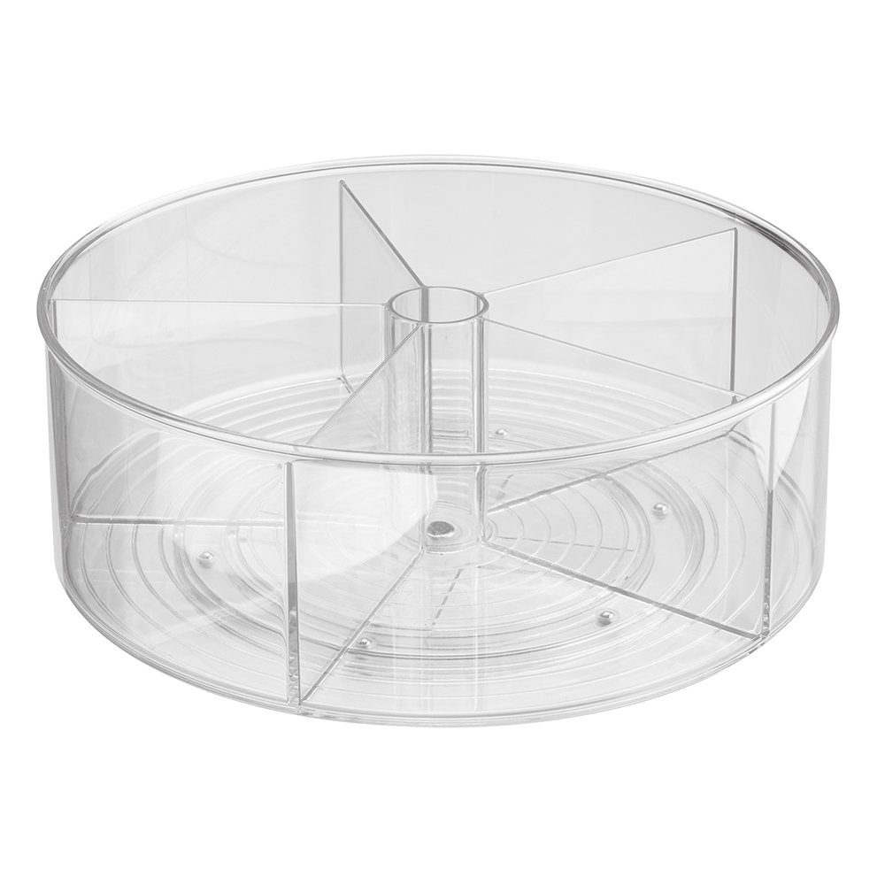 iDesign Linus Spice Carousel, Large Herb Rack for Storing Spice Jars, Made of Plastic, Clear, 29 cm - 5 Compartments