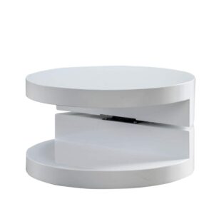 christopher knight home ckh small circular mod rotatable coffee table, glossy white