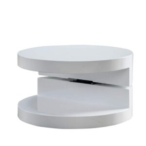 Christopher Knight Home CKH Small Circular Mod Rotatable Coffee Table, Glossy White