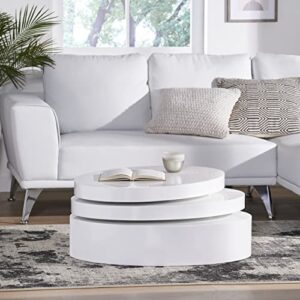 Christopher Knight Home CKH Small Oval Mod Rotatable Coffee Table, Glossy White, 31.5D x 47.75W x 13H in