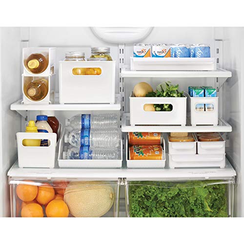 iDesign Kitchen Binz BPA-Free Plastic Deep Stackable Organizer with Handles - 14.6" x 8.1" x 6", White