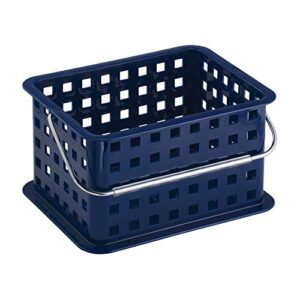 iDesign Spa BPA-Free Plastic Small Stackable Basket with Handle - 5.3" x 8.8" x 6.9", Navy