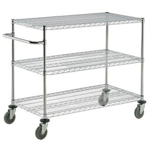 nexel 3 adjustable wire shelves shelf cart, chrome finish, 24"w x 36"l