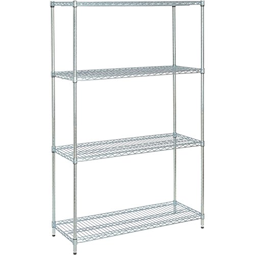 Nexel 4-Shelf Wire Shelving Unit, Clear Epoxy Finish, 21" W x 24" L x 63" H