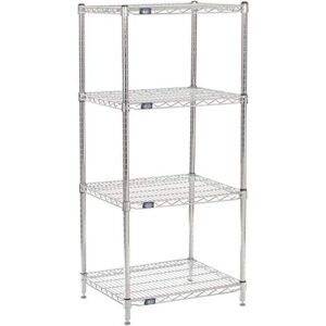 nexel adjustable wire shelving unit, 4 tier, commercial dry storage rack, 21" x 24" x 63", chrome