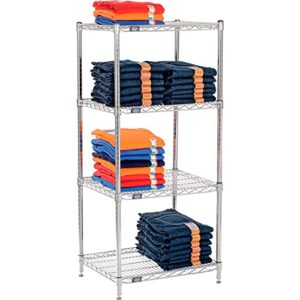 Nexel Adjustable Wire Shelving Unit, 4 Tier, Commercial Dry Storage Rack, 21" x 24" x 63", Chrome